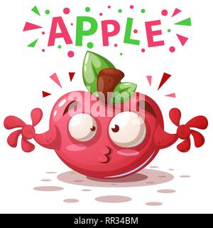 Cute illustration apple - personnages de dessins animés. Illustration de Vecteur
