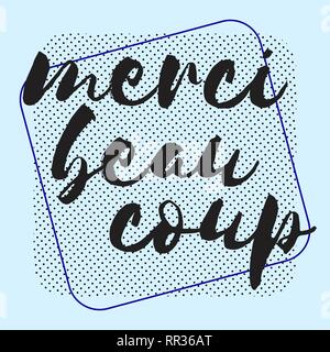 Mersi beaucoup. Grneeting lettrage carte invitation T-shirt imprimé. Lettrage manuscrit brosse moderne imitation typographique avec police libre Illustration de Vecteur