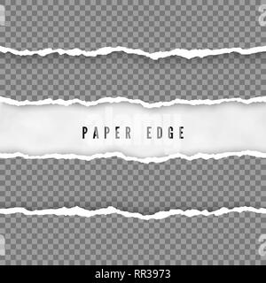 Ensemble de bandes de papier déchiré. Texture papier endommagé avec edge. Vector illustration isolé sur fond transparent Illustration de Vecteur