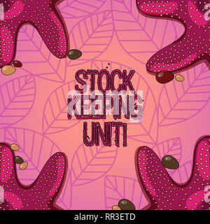 Texte visible Unité de gestion des stocks. Produit photo conceptuelle et code d'identification de service ou produit magasin photo étoile sur quatre coins avec Co Banque D'Images