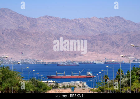 Vue panoramique de la Baie d'Eilat, Israël Banque D'Images