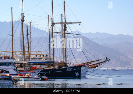 Israël, Eilat, Yacht Club et Marina Banque D'Images