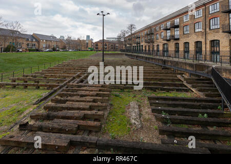 Millwall, Isle of Dogs, Londres Le site où le navire de Brunel's SS Great Eastern a été construit Banque D'Images