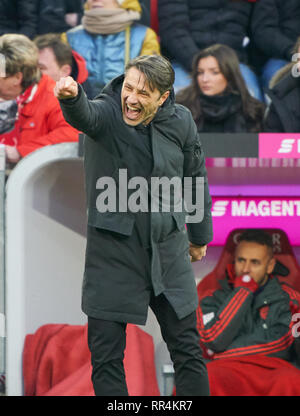 Munich, Allemagne. 23 Février, 2019. headcoach Niko Kovac (FCB), team manager, coach, gesticuler, donner des instructions, action, seule image, le geste, un mouvement de la main, en soulignant, d'interpréter, de mimik, RAFINHA (13) FCB FC BAYERN MUNICH - Hertha BSC Berlin 1-0 - DFL RÈGLEMENT INTERDIT TOUTE UTILISATION DES PHOTOGRAPHIES comme des séquences d'images et/ou quasi-vidéo - 1.ligue de soccer allemand , Munich, le 23 février 2019, journée 24 saison 2018/2019, FCB, München, © Peter Schatz / Alamy Live News Banque D'Images