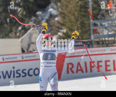 Crans-Montana, Suisse. Feb 24, 2019. Coupe du Monde de ski FIS, Mesdames Federica BRIGNONE (ITA) effectuée à l'AUDI FIS Ski alpin super combiné de la Coupe du monde. Crédit : Eric Dubost/Alamy Live News Banque D'Images