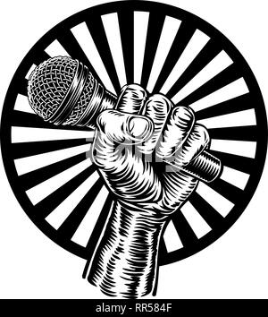 Hand Holding Microphone Illustration de Vecteur