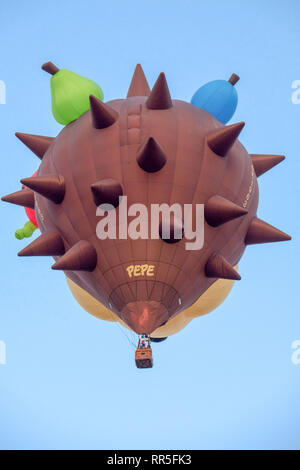 Décoré et élaboré un ballon à air chaud s'élever avec un fond de ciel bleu Banque D'Images