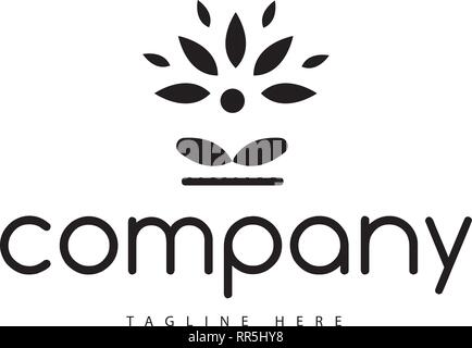 Fleur de lotus Yoga conception logo vector noir Illustration de Vecteur