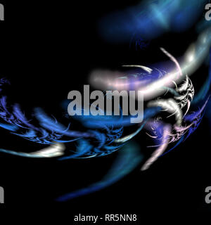 Angel plumes sur un fond noir.Abstract background fractale Banque D'Images