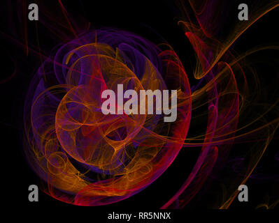 Le rayonnement dans Universe.Computer aux couleurs fractales générées sur le fond noir Banque D'Images