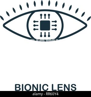 L'icône de la lentille bionique. La conception de style premium à partir de la technologie de l'avenir collection d'icônes. L'icône de la lentille bionique parfaite pixel pour la conception web, applications, logiciels, imprimer Illustration de Vecteur