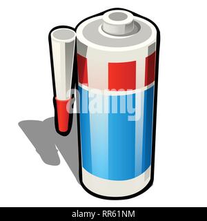 Tube en plastique de silicone ou de la colle isolé sur fond blanc. Cartoon Vector illustration close-up. Illustration de Vecteur