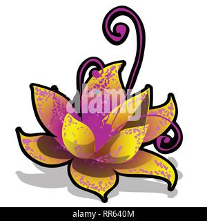 Fleur fantaisie isolé sur fond blanc. Cartoon Vector illustration close-up. Illustration de Vecteur