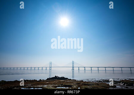 Une vue générale, le Prince de Galles, anciennement le deuxième pont Severn Crossing qui relie l'Angleterre et Pays de Galles via l''autoroute M4. Banque D'Images