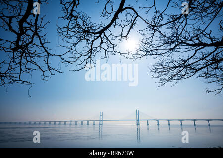 Une vue générale, le Prince de Galles, anciennement le deuxième pont Severn Crossing qui relie l'Angleterre et Pays de Galles via l''autoroute M4. Banque D'Images