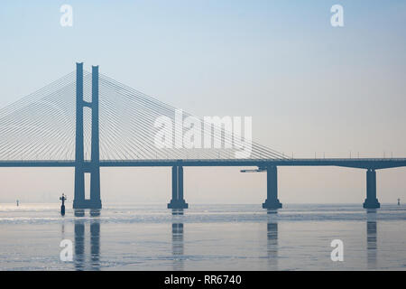 Une vue générale, le Prince de Galles, anciennement le deuxième pont Severn Crossing qui relie l'Angleterre et Pays de Galles via l''autoroute M4. Banque D'Images