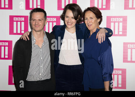 Cast et creater assister avant de célébrer la deuxième série de la BBC 3 comédie mettant en vedette : Andrew Scott, Phoebe Waller-Bridge, Fiona Shaw Où : London, Royaume-Uni Quand : 24 Jan 2019 Credit : Phil Lewis/WENN.com Banque D'Images