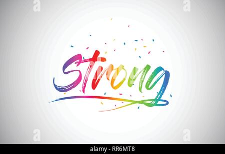 Parole créatrice forte avec texte Arc-en-ciel de couleurs éclatantes et manuscrites Confetti Vector Illustration. Illustration de Vecteur