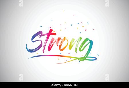 Parole créatrice forte avec texte Arc-en-ciel de couleurs éclatantes et manuscrites Confetti Vector Illustration. Illustration de Vecteur