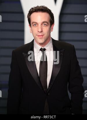 Los Angeles, USA. Feb 24, 2019. LOS ANGELES, CA - le 24 février : B. J. Novak à la Vanity Fair Oscar Party le 24 février 2019 à Los Angeles, Californie. Crédit photo : imageSPACE : Imagespace/Alamy Live News Banque D'Images