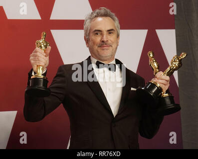 Los Angeles, USA. Feb 24, 2019. Alfonso Cuaron - meilleur directeur 001 lors de la 91e Academy Awards annuel dans la salle de presse pendant au Hollywood and Highland le 24 février 2019 à Hollywood, Californie Crédit : Tsuni/USA/Alamy Live News Banque D'Images