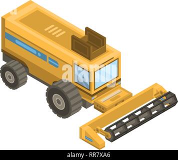 Le blé de la ferme, l'icône de l'ensileuse style isométrique Illustration de Vecteur