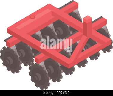 Tracteur rouge style isométrique, l'icône de machines Illustration de Vecteur