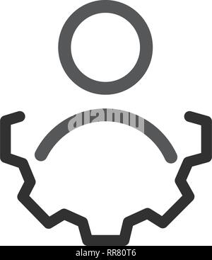 Les paramètres du compte utilisateur. symbole avec l'icône de la ligne de la boîte de vitesses de la roue, contours logo vector illustration, pictogramme linéaire Illustration de Vecteur