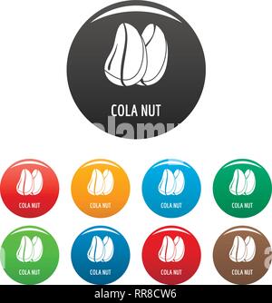 Noix de cola icons set 9 vecteur de couleur isolé sur blanc pour toute conception Illustration de Vecteur