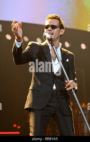 UNIONDALE, NY - Dec 23 : le chanteur Marc Anthony se produit en concert à NYCB Live le 23 février 2019 à Uniondale, New York. Banque D'Images