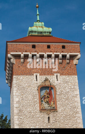 Gate Florians St, Cracovie Banque D'Images