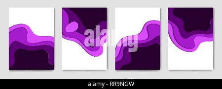 Ensemble de couches de papier 3d modèles brochure. Papercut cartes de mise en page. Bannières web de la paperasserie Illustration de Vecteur