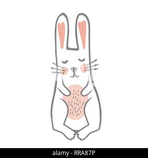 Cute Bunny imprimer. La mode enfant lièvre vecteur. Cool et belle illustration de lapin pour t-shirt, vêtements pour enfants, invitation, scandinave. Illustration de Vecteur