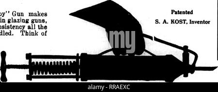 . Les fleuristes [microforme] examen. La floriculture. 164 l'examen de Mat 4^ fleuristes, 1922 EVERTITE CIMENT appliqué avec un vitrage "OH BOY" Pistolet automatique Evmrtite Ciment vitrage appliqué à la nouvelle "Oh Boy" cambination d'armes à feu est l'endroit idéal. Cette arme, qui est le dernier mot dans les armes à feu, de vitrage vitrage Evertite permet de couler du ciment dans une consistance uniforme tout le temps. Remarque la facilité avec laquelle ce pistolet peut être traitée. Pensez à ce que vous avez utilisé et de tirer vos propres conclusions. Écrire aux circulaires et les prix. L'EXCELLO CO. CLEVELAND, Ohio S. breveté A. HÔTE. Inventeur. Dans Banque D'Images