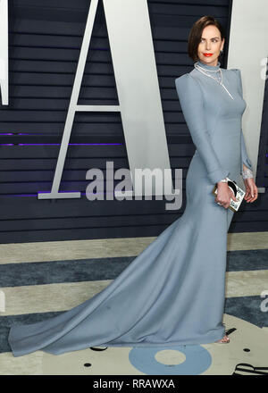 BEVERLY HILLS, LOS ANGELES, CA, USA - 24 février : Charlize Theron arrive à la Vanity Fair Oscar Party 2019 tenue à l'Wallis Annenberg Center for the Performing Arts le 24 février 2019 à Beverly Hills, Los Angeles, Californie, États-Unis. (Photo par Xavier Collin/Image Press Office) Banque D'Images