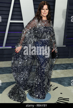 BEVERLY HILLS, LOS ANGELES, CA, USA - 24 février : Marcia Gay Harden arrive à la Vanity Fair Oscar Party 2019 tenue à l'Wallis Annenberg Center for the Performing Arts le 24 février 2019 à Beverly Hills, Los Angeles, Californie, États-Unis. (Photo par Xavier Collin/Image Press Office) Banque D'Images