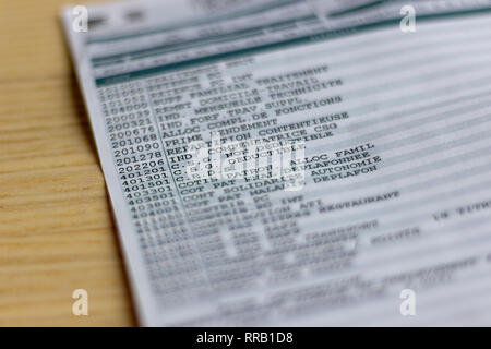 CSG sur fiche de paie Banque D'Images