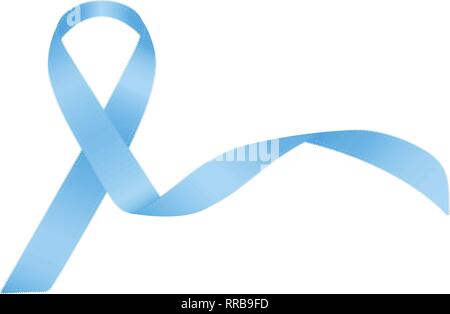 Ruban bleu clair comme symbole de la sensibilisation au cancer de la prostate, la maladie de Basedow isolé sur un fond blanc. Vector Illustration. Illustration de Vecteur