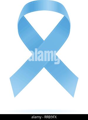 Ruban bleu réaliste. Journée mondiale contre le cancer de la prostate notion isolé sur un fond blanc. Vector Illustration. Illustration de Vecteur