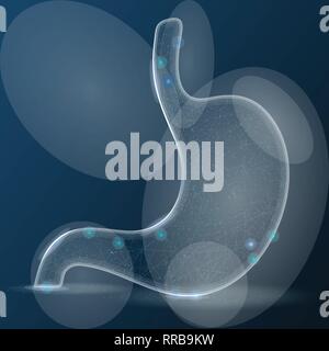 Les droits de l'estomac de la chirurgie au laser. Traitement médicamenteux de la maladie de la médecine région douloureuse. Poster Entreprise pharmacie isolé sur un arrière-plan. Vector Illustration. Illustration de Vecteur