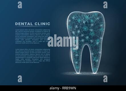 Dent saine avec effet brillant, concept de blanchiment des dents isolées sur un arrière-plan. Vector Illustration. Illustration de Vecteur