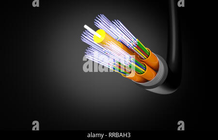 Câble fibre optique de l'image de rendu 3D Banque D'Images