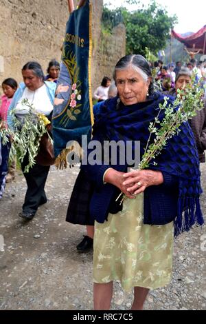 Procession - Dimanche des Rameaux de CHACAS - Parc National Huascaran. Département d'Ancash au Pérou. Banque D'Images
