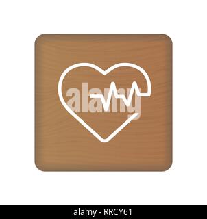L'icône de cœur cardiogramme sur des cales en bois isolé sur un fond blanc. Vector Illustration. Illustration de Vecteur