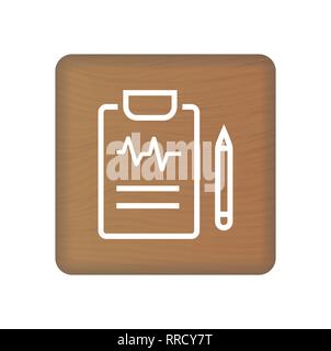 Rapport médical télévision ligne Icône vecteur pour Application Mobile, un bouton et la conception de sites Internet sur des cales en bois isolé sur un fond blanc. Vector Illustration de Vecteur