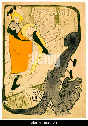 Jane avril, Henri de Toulouse-Lautrec affiche ,1893 montrant une danseuse CAN-CAN Banque D'Images