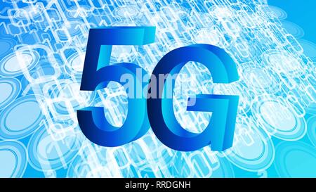 La prochaine génération d'internet mobile 5G, abstraction du code binaire Illustration de Vecteur