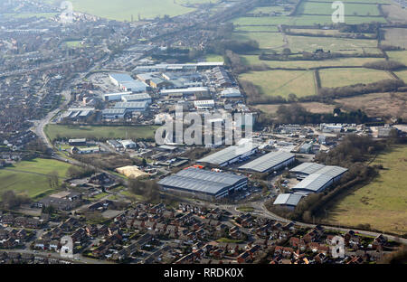 Vue aérienne des usines et des unités d'entrepôt sur le côté nord de près de Leeds Garforth Banque D'Images