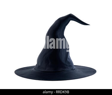 Halloween Chapeau de sorcière noir isolé sur fond blanc Banque D'Images