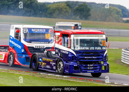 Trevor Martin dans le Scania série P, Division 2, course de camion de championnat à Snetterton en 2018, Norfolk, Royaume-Uni. Banque D'Images